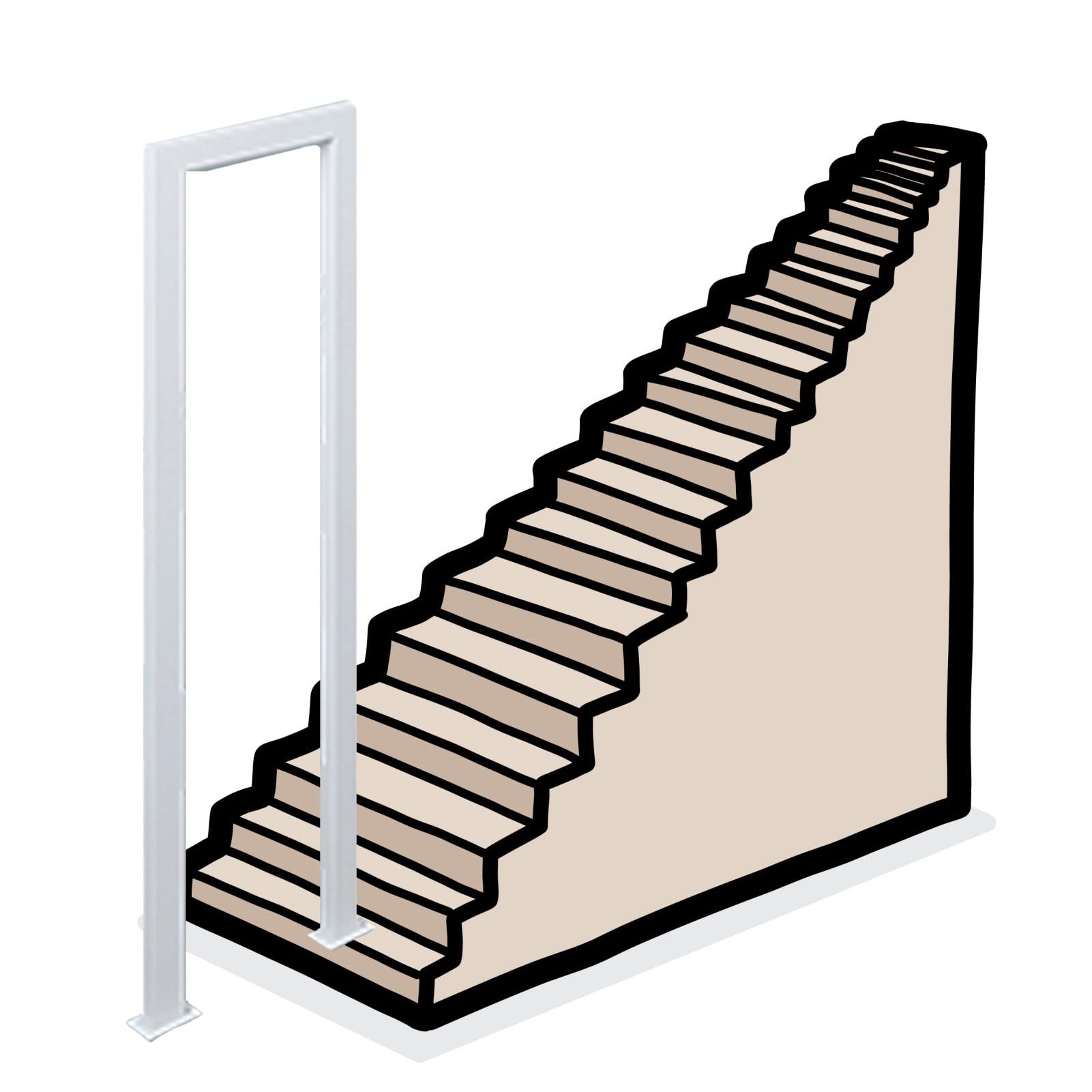 Industrial Wrought Iron Handrails - Arch Stair Railings for Porch Garden, Transitional Handrail Fits 1 Step Hand Rails for Outdoor Steps and Indoor Stairs Safety Banister Railing -1 Pc ( Color : White
