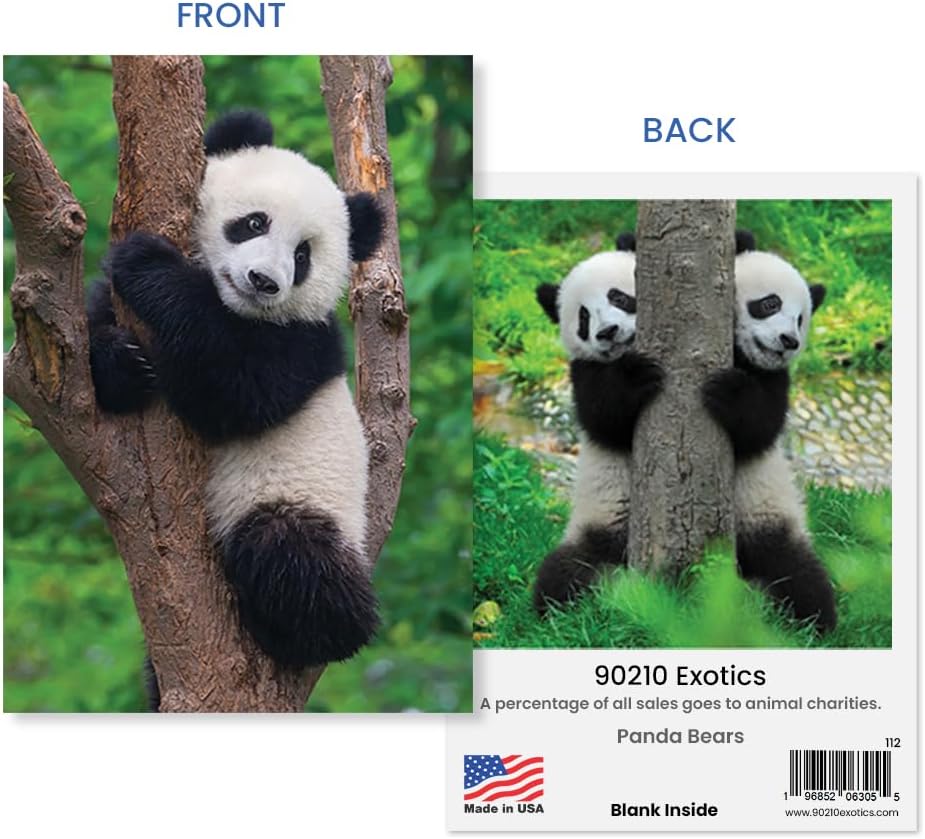 – 10 Assorted for All Occasions Adorable Animal Greeting Cards, Large 5x7 inch, Blank Inside - Lion, Horses, Zebras, Dolphins, Pandas, Koalas, Bears, Red Pandas, Snow Leopard, Orangutan