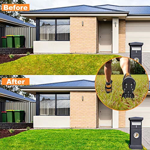 Oiuros Lawn Aerator Shoes, Easiest to USE Lawn Aerator Sandal, Heavy Duty Spiked Sandals for Aerating Your Lawn or Yard
