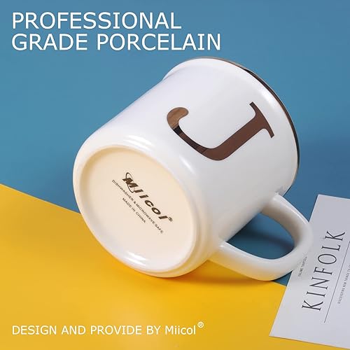 Miniatura 5 de Miicol Taza de café de cerámica de 16 onzas, taza de café con monograma, taza de té con inicial dorada, taza de té personalizada, regalo único, taza