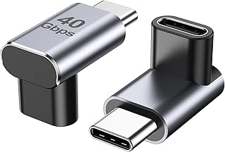 90 Degree USB C Adapter, ANDTOBO Right Angle USB C Male to Female Extender 240W, USB4 Type C 40Gbps Connector, 8K &60Hz Compatible for MacBook, iPad, Quest, Steam Deck(2 Pack)