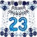 NANINUNENO 23rd Blue Birthday Party Decorations for Boy Girl Men Women, Happy 23 Birthday Balloons Supplies with Happy Birthday Banner,23 Number Balloons, Blue Star Streamers, Hanging Swirls