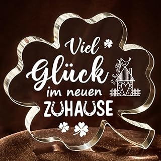 Encoink Housewarming Gifts Home and House, Housewarming Gift House & Apartment - Lucky Clover Acrylic Decoration, Housewarming Gift, Topping Out Gift for Women, Men, Colleagues, Neighbours