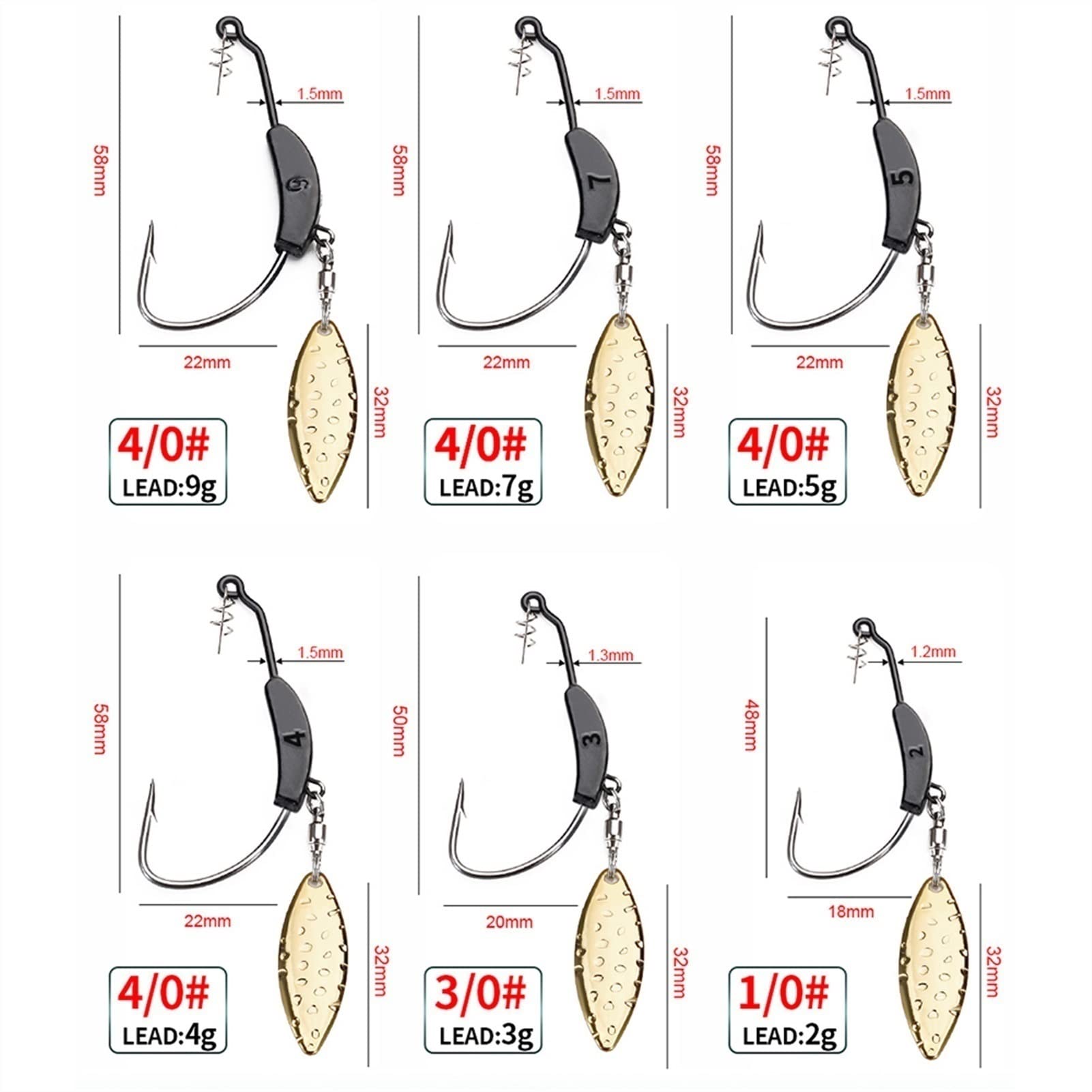 Amo da Pesca 2 Pezzi Offset Ganci da Pesca Ganci in Metallo Slice Slice Jig Head 2G-9G Ganci di Pesce a manovella Larga for Esche ad Esca Morbido Gancio Spinner Ami da Pesca Mare