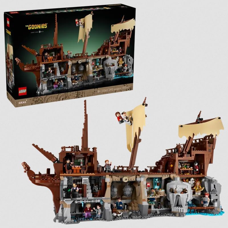 LEGO Ideas The Goonies 21363 Pirate Ship Adventure Set, 2912 Pieces, Movie-Themed Building Kit with 12 Minifigures, Interactive Traps and Secret Passages