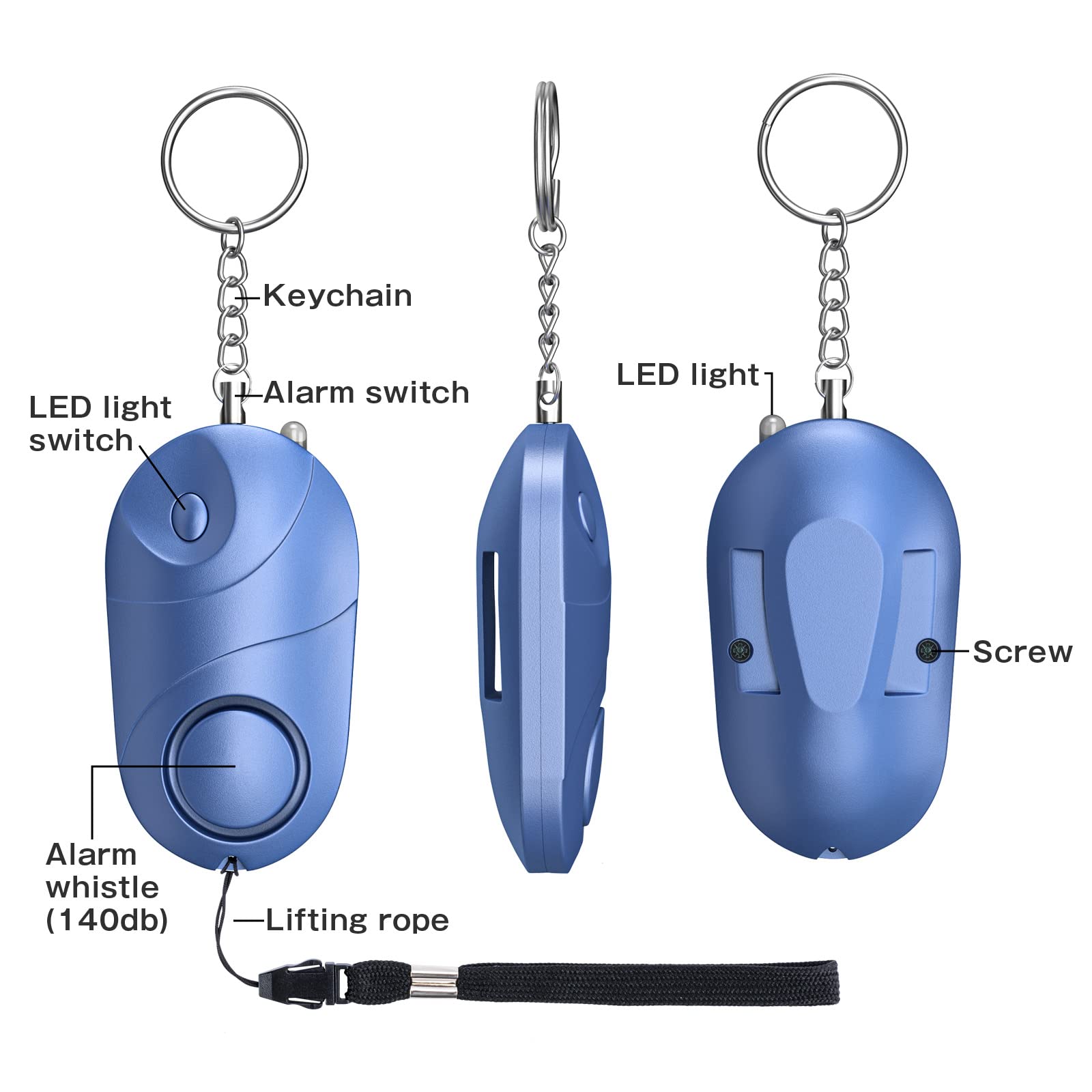 Alarma Personal Qoosea Sonido Seguro Safesound Alarma de Seguridad Personal Llavero Sirena 140 dB con luz LED, Alarma de Seguridad de Autodefensa de Emergencia para Niños/Mujeres/Ancianos/Estudiantes