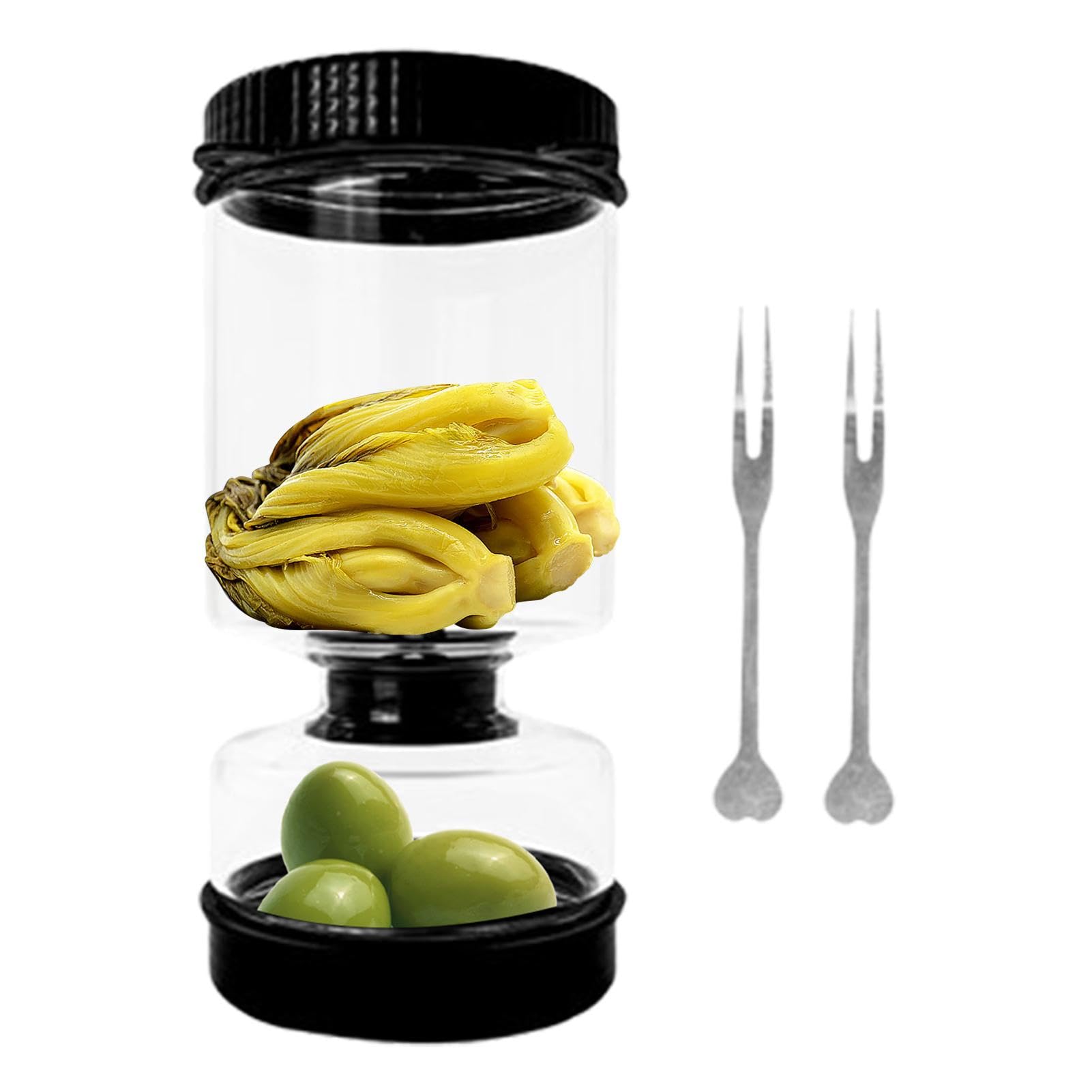 Pot de cornichon en verre anti-gaspillage avec panier égouttoir pour en finir avec les mains mouillées
