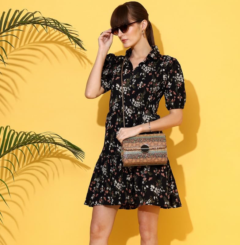 Image of Sheetal Associates Women's Casual Half Sleeve Crepe Shirt Dress