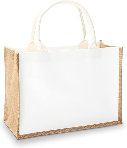 Bolsa de yute de 14.5 x 6.7 x 10.2 pulgadas, 1 bolsa de arpillera, bolsas de viaje de yute con asa, bolsa de comestibles reutilizable para dama de