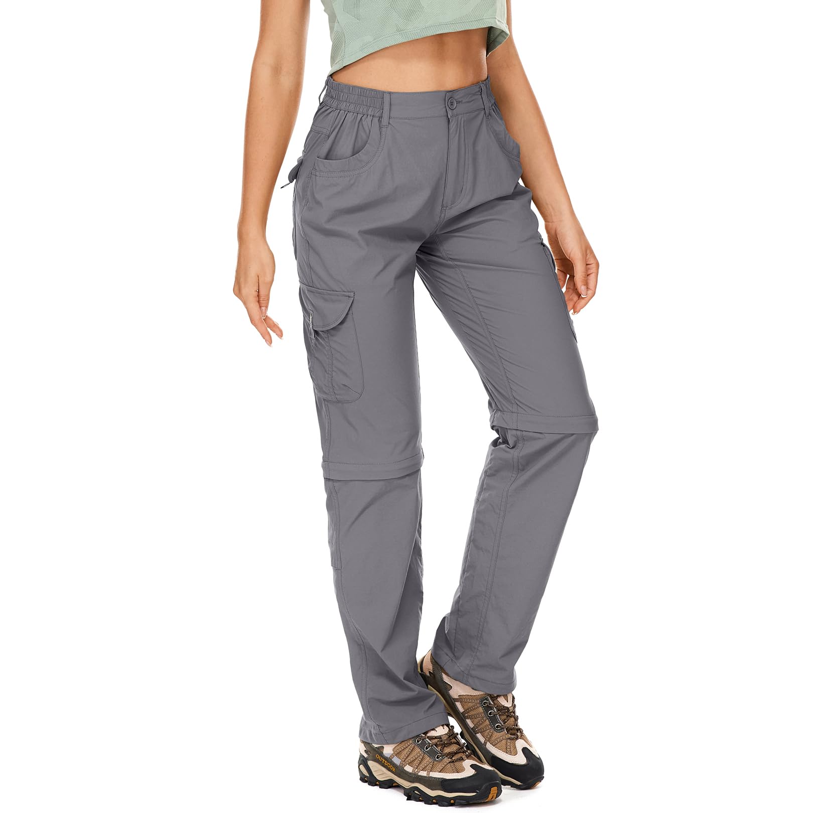 Asfixiado Damen-Wanderhose-Zip-Off-Trekkinghose, Atmungsaktiv Wanderhose Damen Schnell Stretch Trekkinghose Abnehmbar Funktionshose Outdoorhose Sommer Hiking Pants