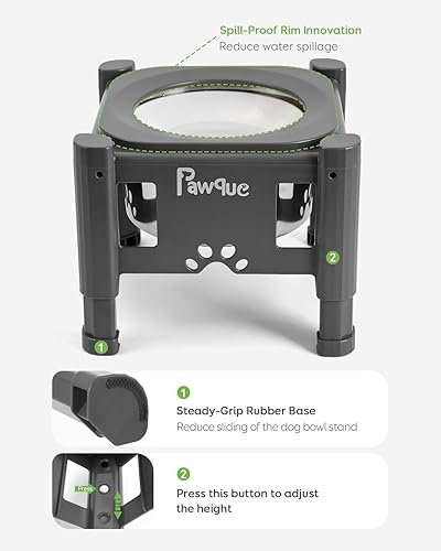 Miniatura 6 de Pawque Cuencos elevados de acero inoxidable de 80 onzas con soporte ajustable de plástico (3 alturas de 6.1 pulgadas, 7.7 pulgadas, 9.3 pulgadas),