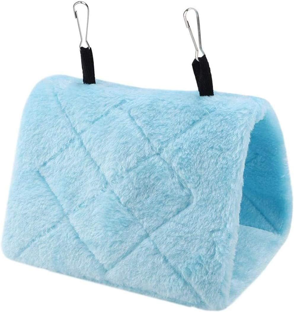 Voarge Amaca per uccelli calda e morbida, gabbia per pappagalli, giocattolo per letto o capanna (S, blu)