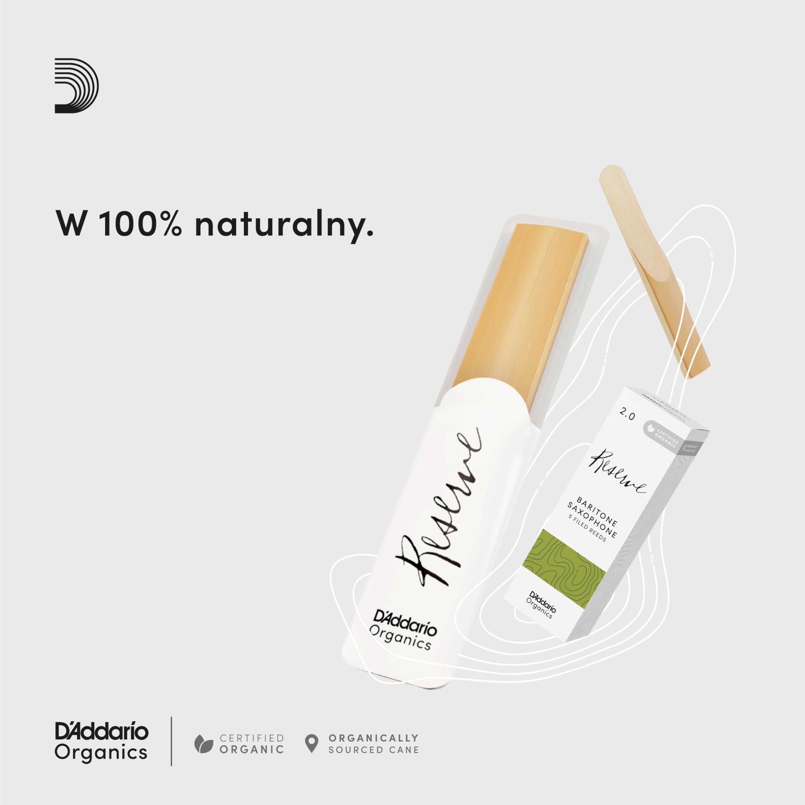 D'Addario Organisch Resrezerwa barytonów saksofonowych - Rury saksofonowe - Pierwsza i jedyna bio-trzcina - 3,5 siła 10 sztuk
