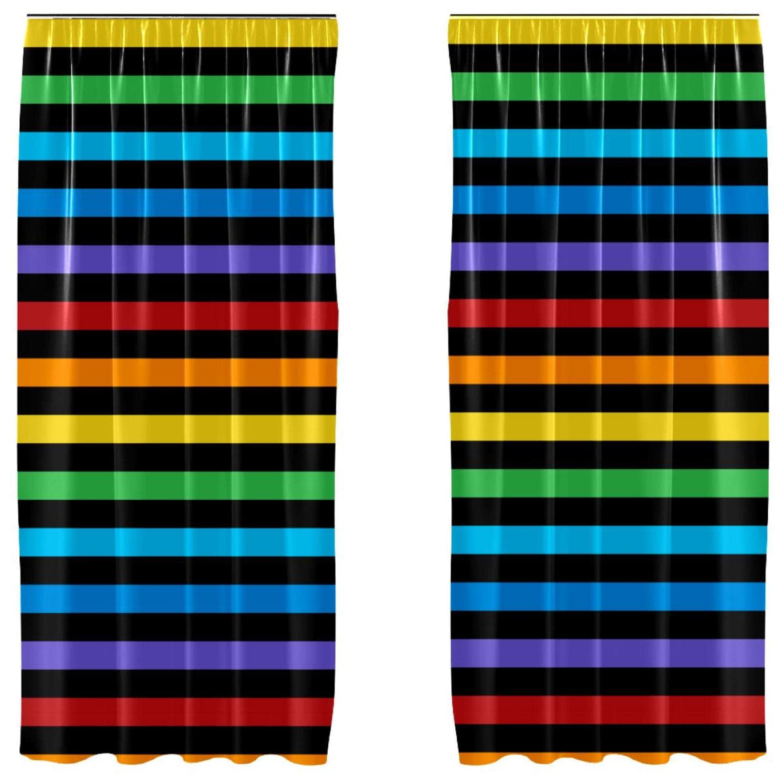 Cortinas de panel negras con rayas horizontales 55 x 84 pulgadas 1