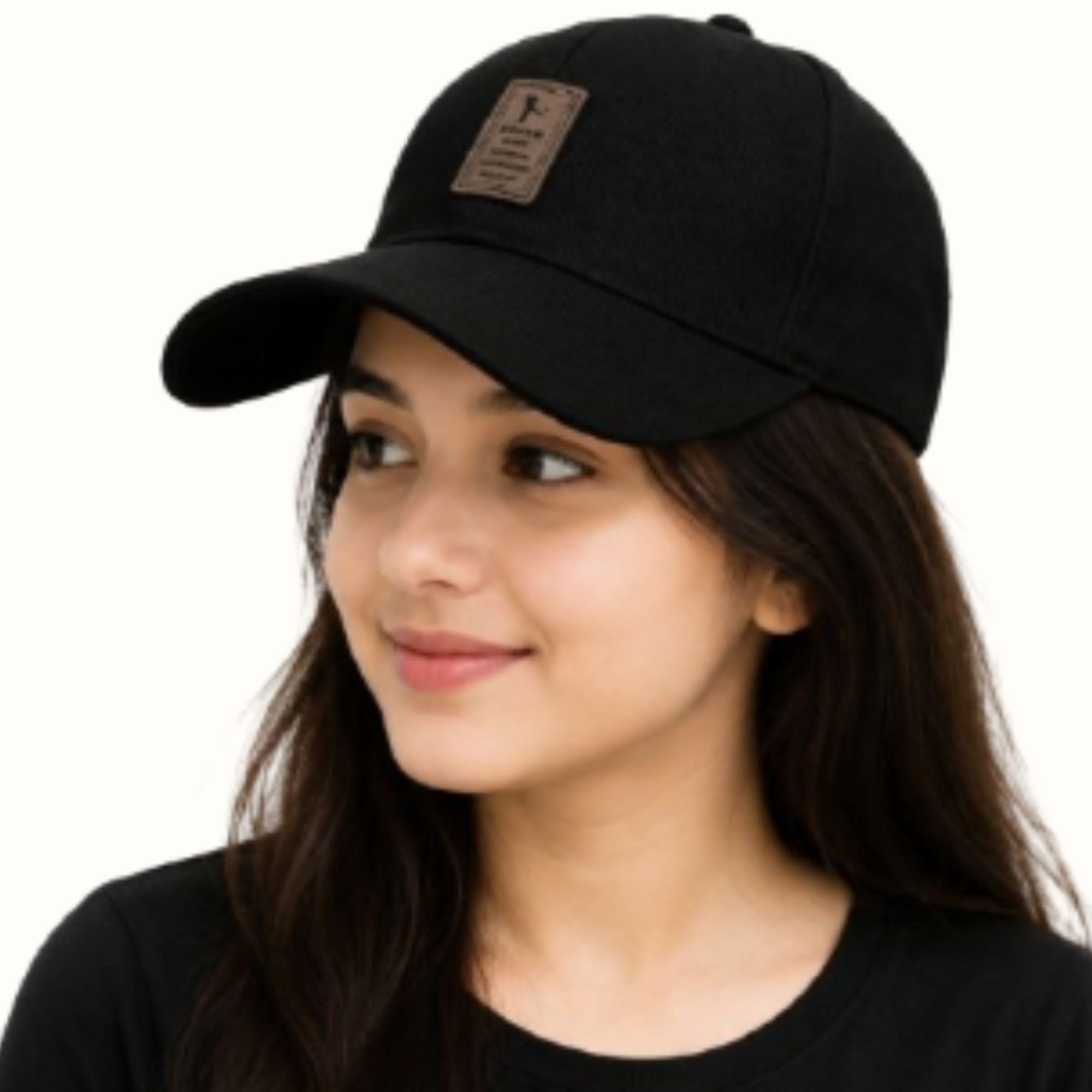 Black Baseball Cap with Leather Patch-picture-11