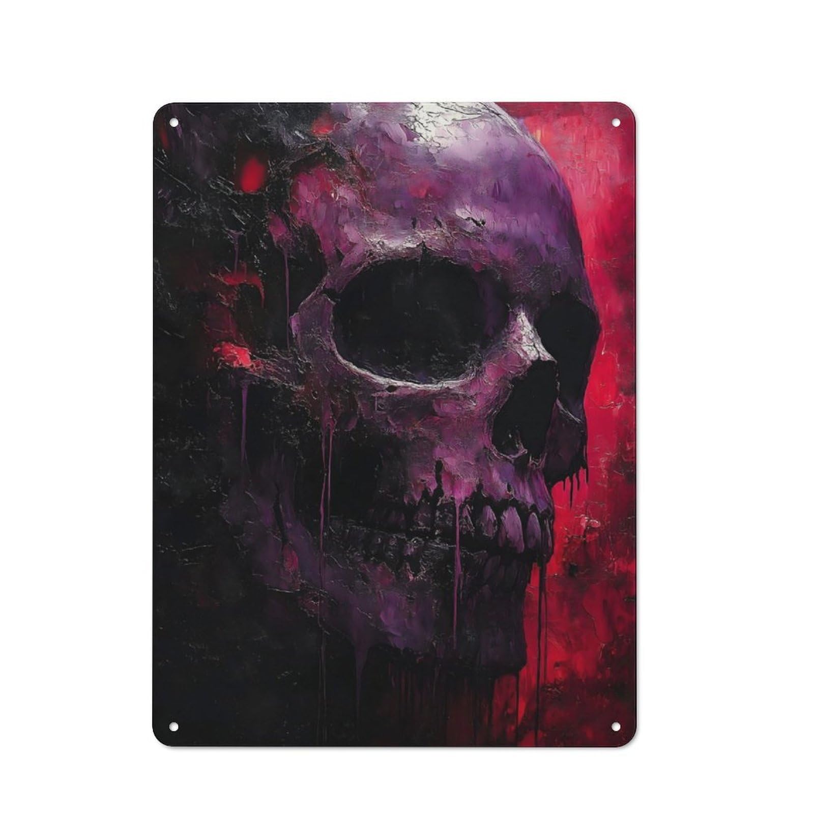 Junmoney Gothic Magenta Skull Retro Tin Sign 40X30cm For Garage Wall, For Fans Of Metal Signs And Themed Wall Decor