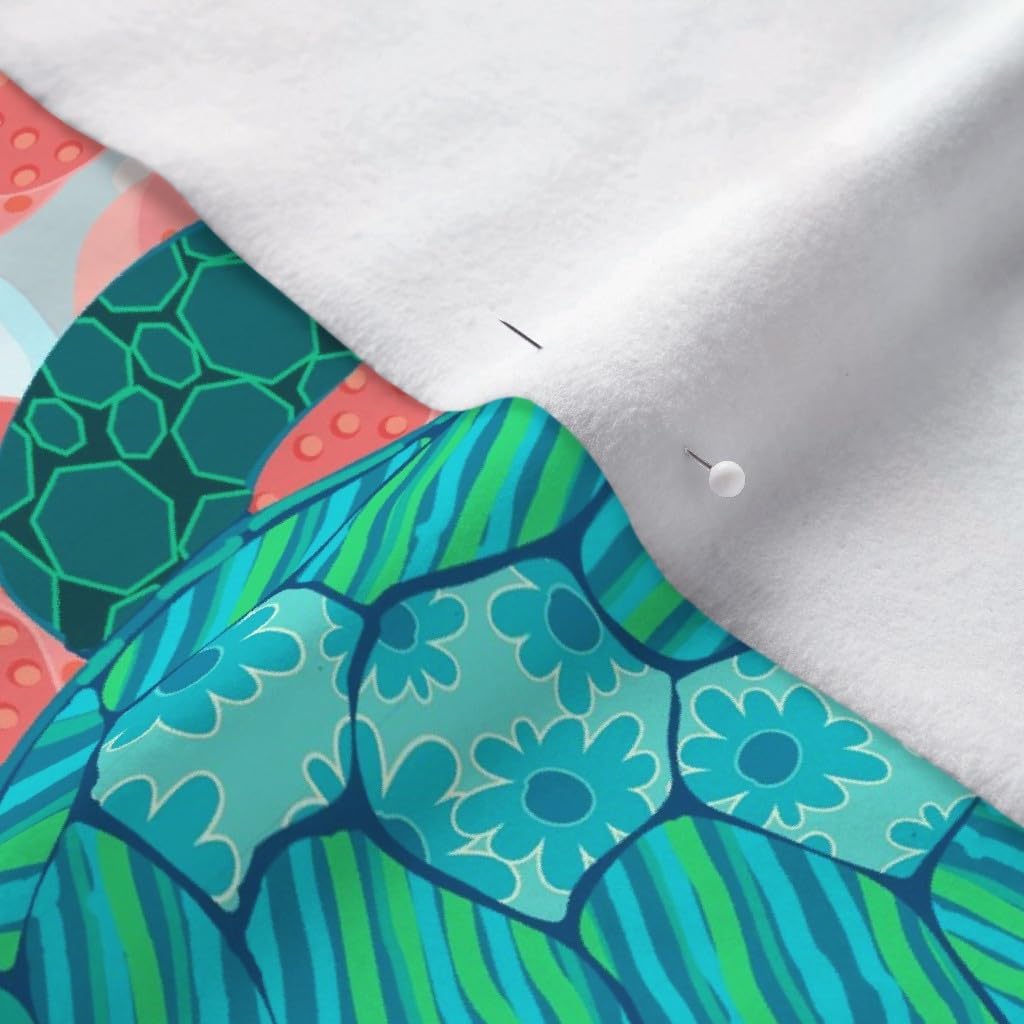Spoonflower Fabric - Sea Turtles Ocean Coral Turquoise Great Reef Australia Printed on Polartec(R) Fleece Fabric by The Yard - Sewing Blankets Loungewear and No-Sew Projects