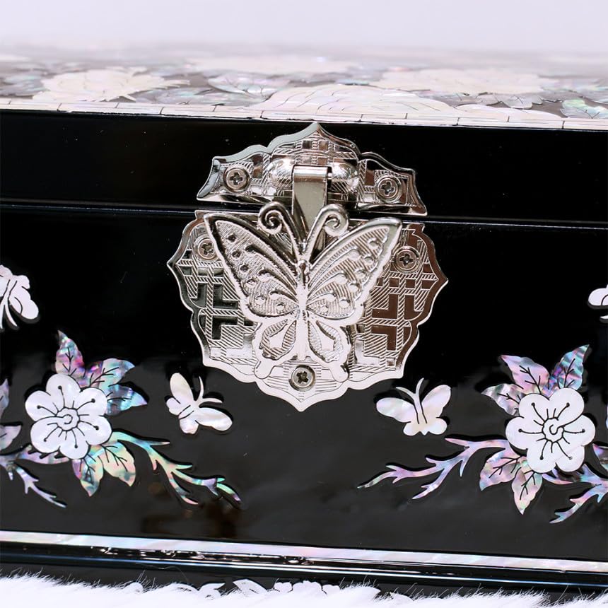 Korean Najeonchilgi Mother of Pearl 2-Tier Jewellery Box - Peony