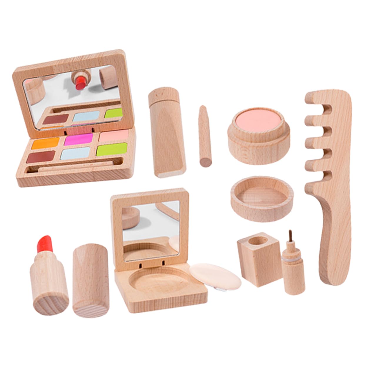 GARVALON Trucco Bambina Legno Make Up con Accessori Salone Bellezza Kit Educativo per Bambine Regalo Compleanno e Natale Materiale Sicuro e Realizzato con Cura
