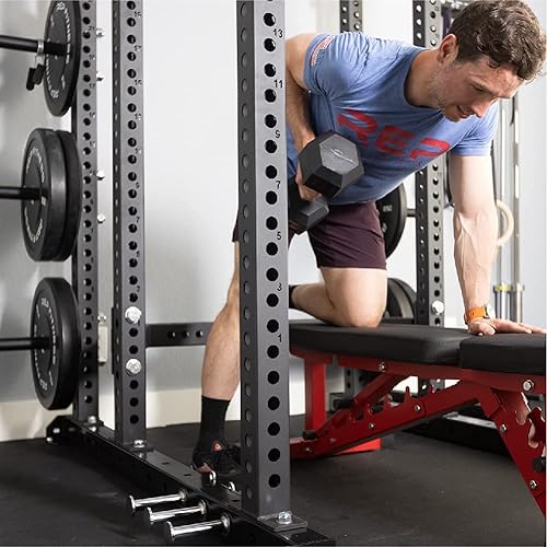 Miniatura 6 de REP FITNESS Juego de mancuernas hexagonales de goma con estantes, juego de 5-50, juego de 5-75, juego de 5-100, juego de 2.5-27.5, 55-75, 80-100 o