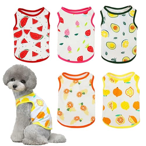 Camisas para Perros Mascota papá mamá Camiseta con Estampado de Frutas Linda Sudadera Transpirable…