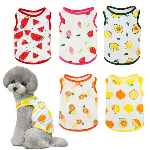 Camisas para Perros Mascota papá mamá Camiseta con Estampado de Frutas Linda Sudadera Transpirable…