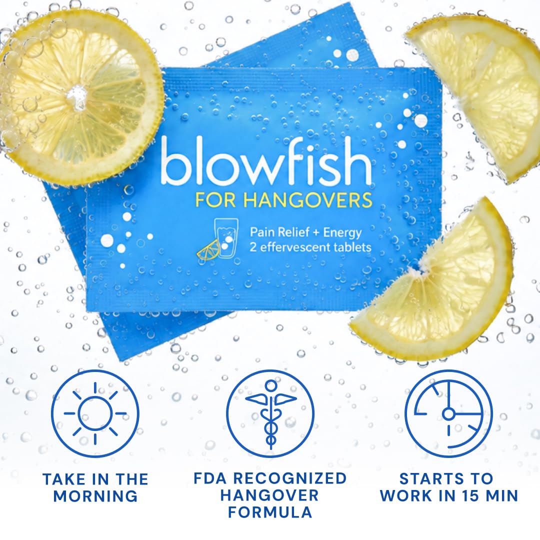 Blowfish for Hangovers - Fast Hangover Relief in 15 Minutes | FDA-Recognized Formulation | Headache Relief, Energy, and Hydration in One Step — Amazon image 4