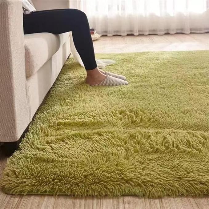 Image of Carpet for Living Room 5X7 FEET Modern Soft Shaggy Carpet Thick, Fluffy & 2 inch Pile Shag Rug for Your Kids Room, Bedroom & Livingroom (Green)