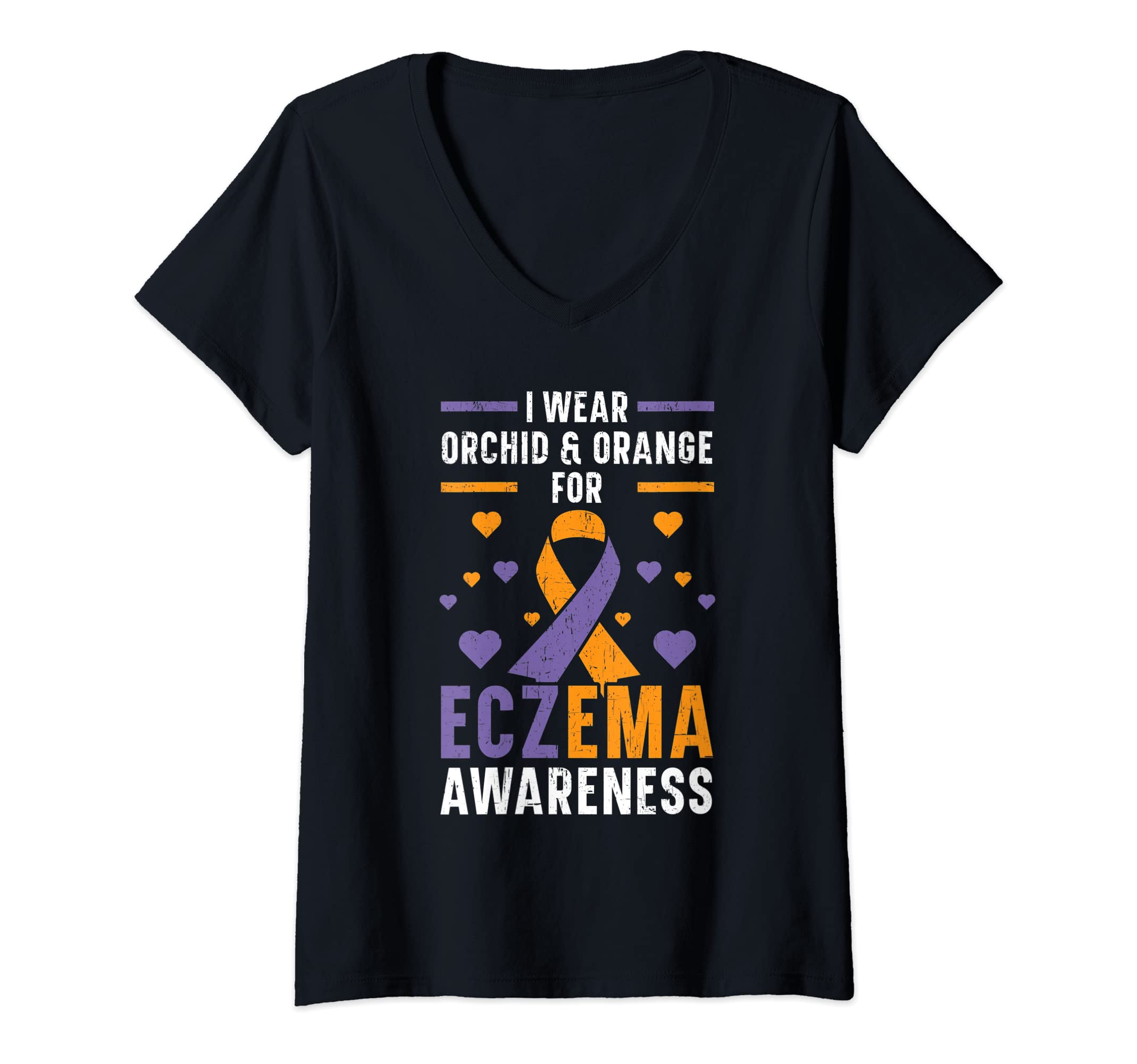 Eczema Awareness SteMi ApparelWomens Eczema Warrior Dermatitis Skin Condition Eczema Awareness V-Neck T-Shirt