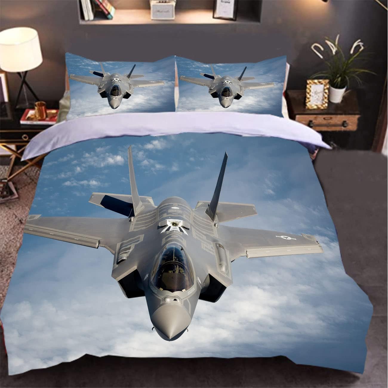 Runva Fighter Jet Bedding Duvet Cover Set Full Size F35