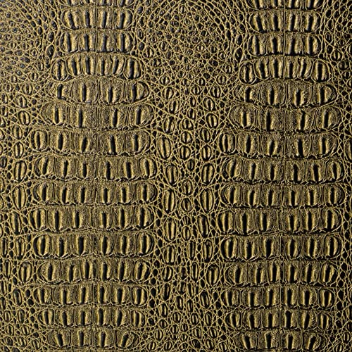 Alligator Fabric, Soft Textured Crocodile Vinyl Faux Leather, Gator Skin Embossed Upholstery DIY Craft and Clips Pleather Sheets – Cut Continuously by The Yard (Jade Metallic)