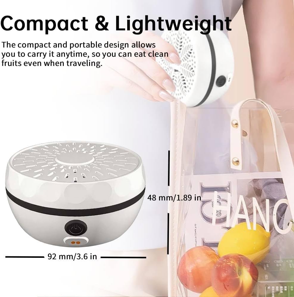 Fruit & Vegetable Cleaning Machine: Vegetable Cleaner Device with Multi-Mode Cleaning - Portable Waterproof Food Purifier for Fruits, Vegetables, Meat & Seafood - USB Rechargeable (white)