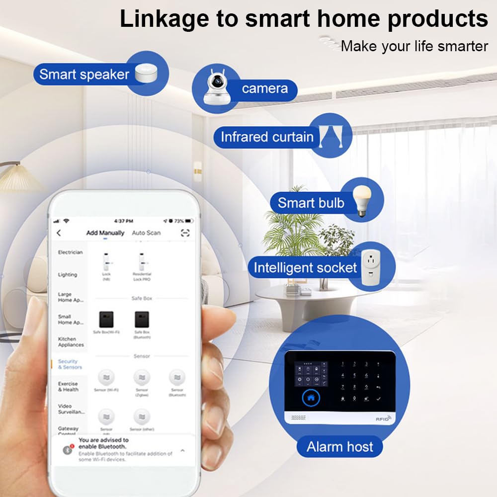 433MHz WiFi inalámbrico gsm Auto-dicado Alarma Sistema de Seguridad Pantalla LCD Sensor de Puerta PIR Sensor de Movimiento Sistema de Alarma de Seguridad antirrobo para el hogar Inteligente
