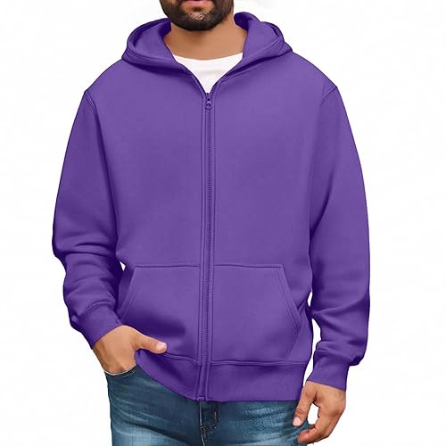 Men's Full Zip Up Hoodies Jackets Midweight Coat Pollover Sweatshirt