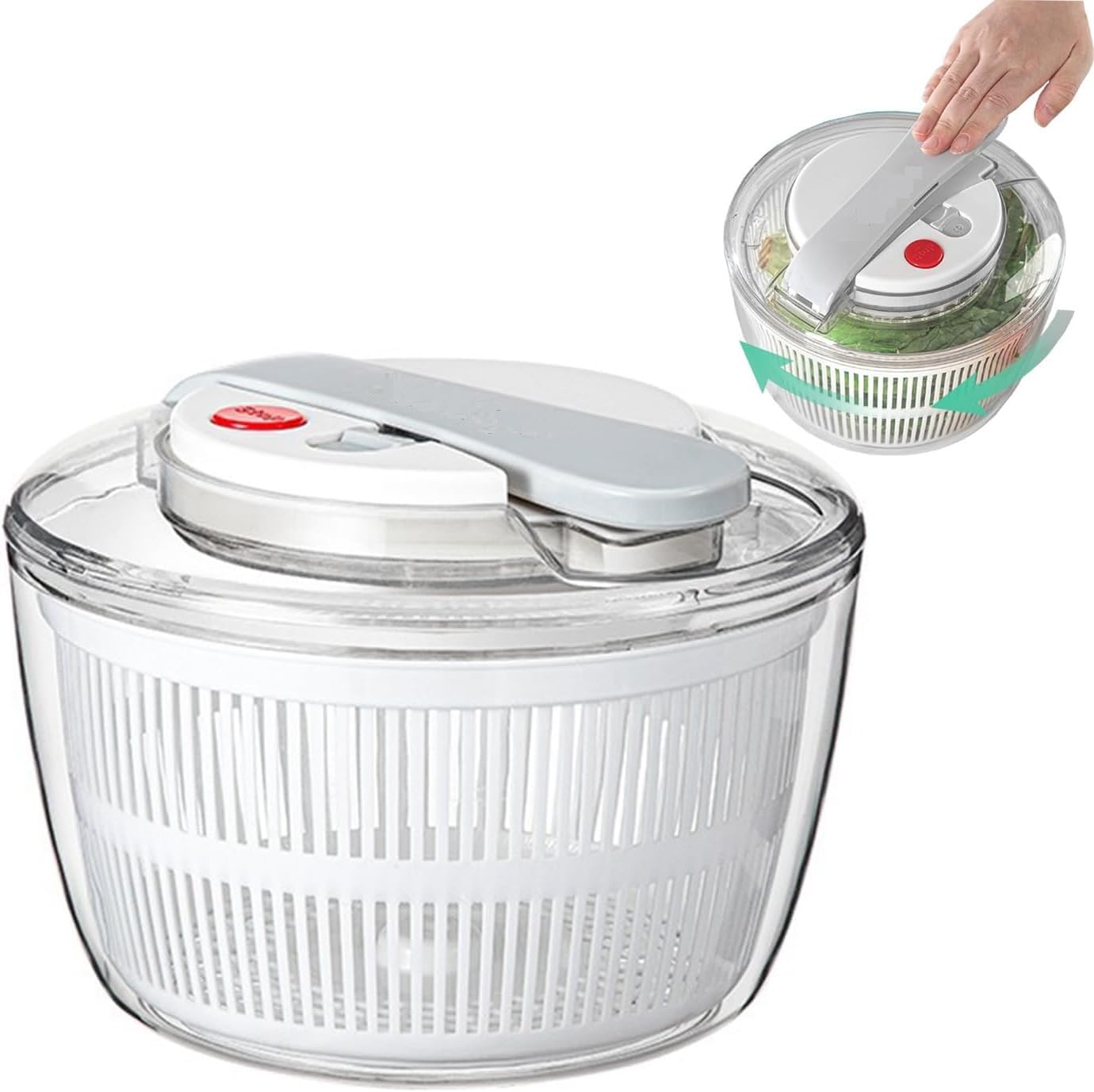 Centrifugador De Ensaladas Manual - Seca Lechuga En Segundos (21x21cm, Blanco)