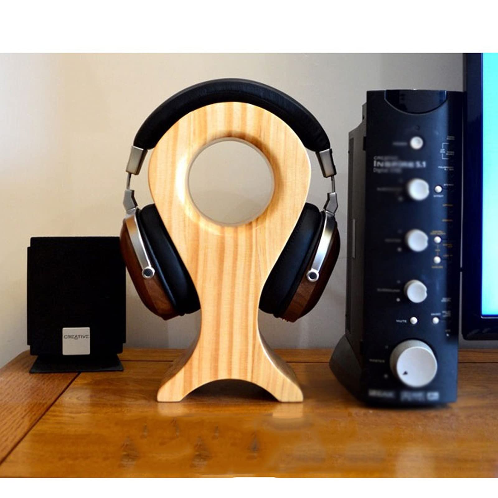 Soporte Auriculares Titular de auriculares Soporte de auriculares de madera único Estudio creativo Herramientas verticales for auriculares Soporte Soporte Soporte soporte multifuncional Soporte Cascos