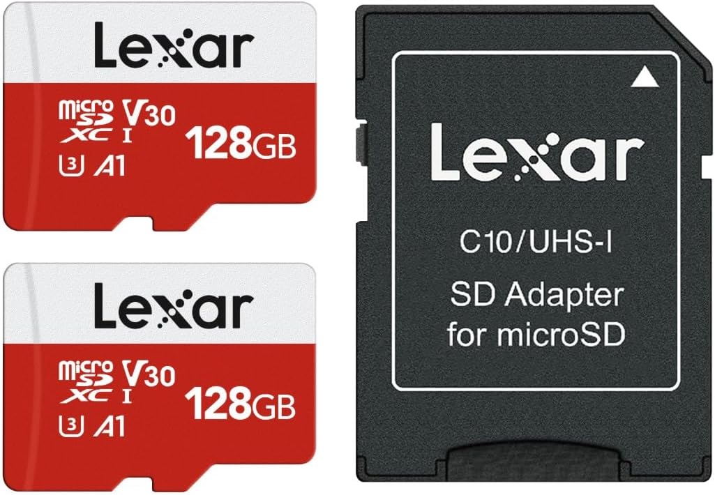 E-Series 128GB Micro SD Card 2 Pack, microSDXC UHS-I Flash Memory Card with Adapter, 100MB/s, C10, U3, A1, V30, Full HD, 4K UHD, High Speed TF Card