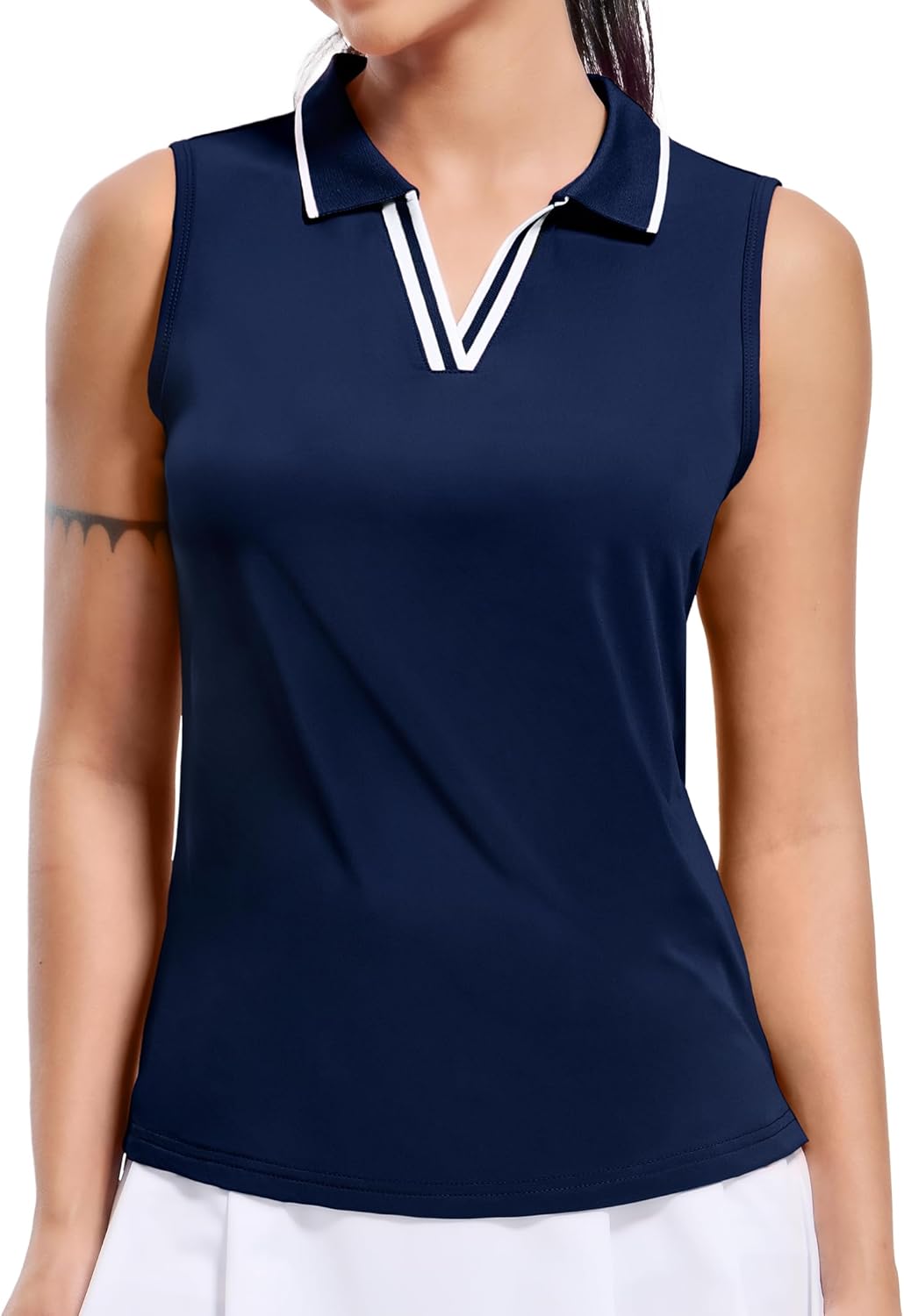 MIER Women’s Sleeveless Golf Polo Shirts Dry Fit Collared Tank Tops V Neck Ribbed Athletic Tennis Shirt, Moisture Wicking MIER Women’s Sleeveless Golf Polo Shirts Dry Fit Collared Tank Tops V Neck Ribbed Athletic Tennis Shirt, Moisture Wicking