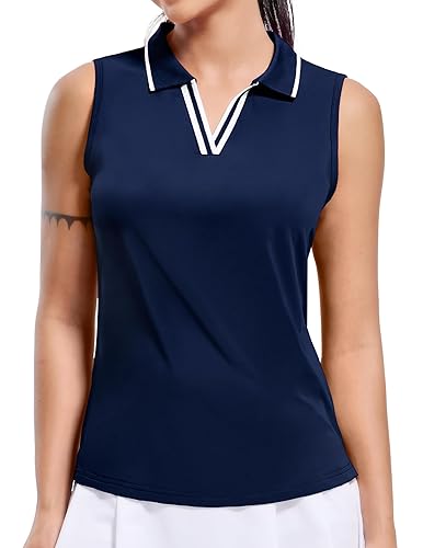MIER Women's Sleeveless Golf Polo Shirts Dry Fit Collared Tank