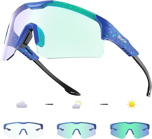 SCVCN Gafas de ciclismo fotocromáticas para hombres y mujeres, UV400, gafas deportivas para jóvenes, para correr, béisbol, golf