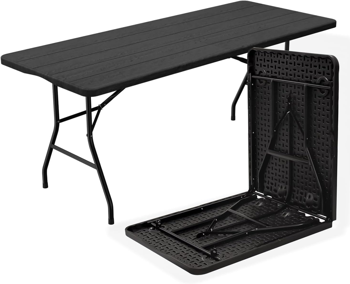 48" W x 24" D x 29.5" H - Folding Table Heavy Duty Portable, White Plastic Folding Utility Folding Table for Camping, Picnics & Parties