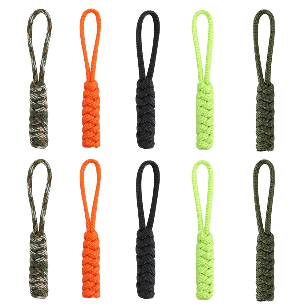 10 Set Paracord Zipper Pull Braided Lanyard Key Chain Backpack Lanyards Pull Hand Woven Pull Cord Zipper