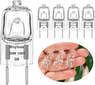 G8 Bulb, 5PCS G8 Halogen Bulb 20W 120V High Output 220LM, T4 G8 Dimmable, Premium Quality Xenon 20 Watt 120 Volt G8 Base, 2800K Warm White G8 Light Bulb, G8 Halogen Light for Under Cabinet Puck Light