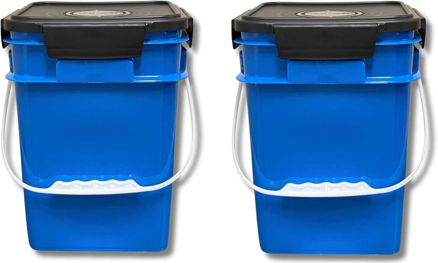 House Naturals 4 Gallon Square Food Grade Plastic Bucket with Lid, Made in USA (Pack of 2) BPA Free (White)