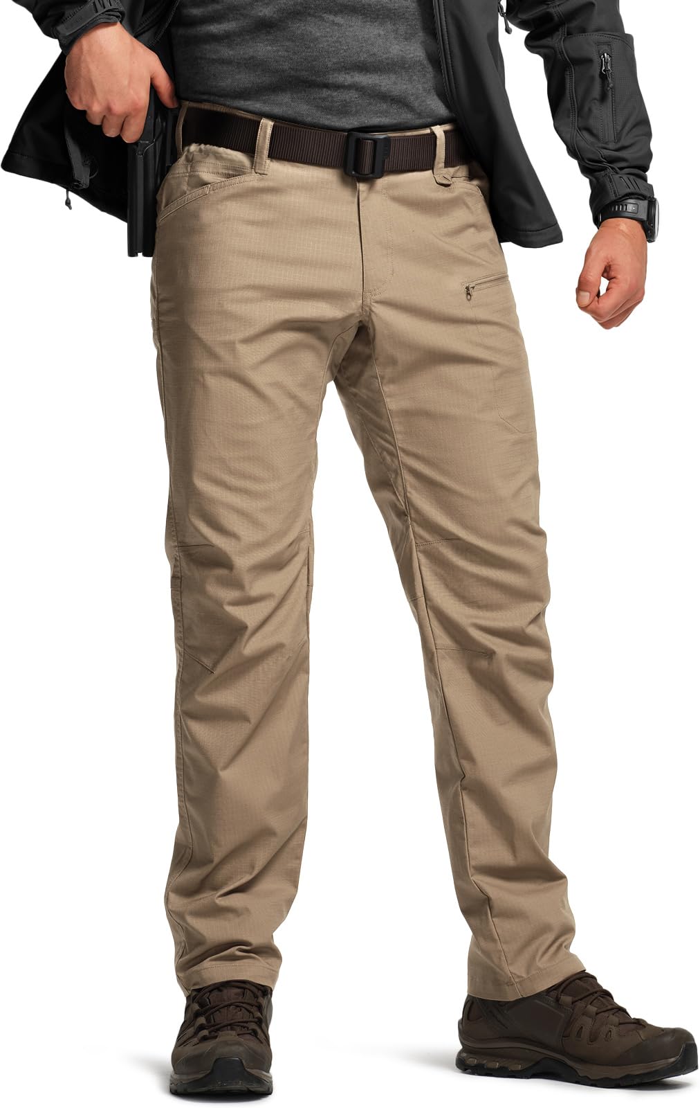 CQR Men's Flex Stretch Tactical Pants, Water Resistant Ripstop Cargo Pants, Lightweight EDC Outdoor Work Hiking Pants — view 10