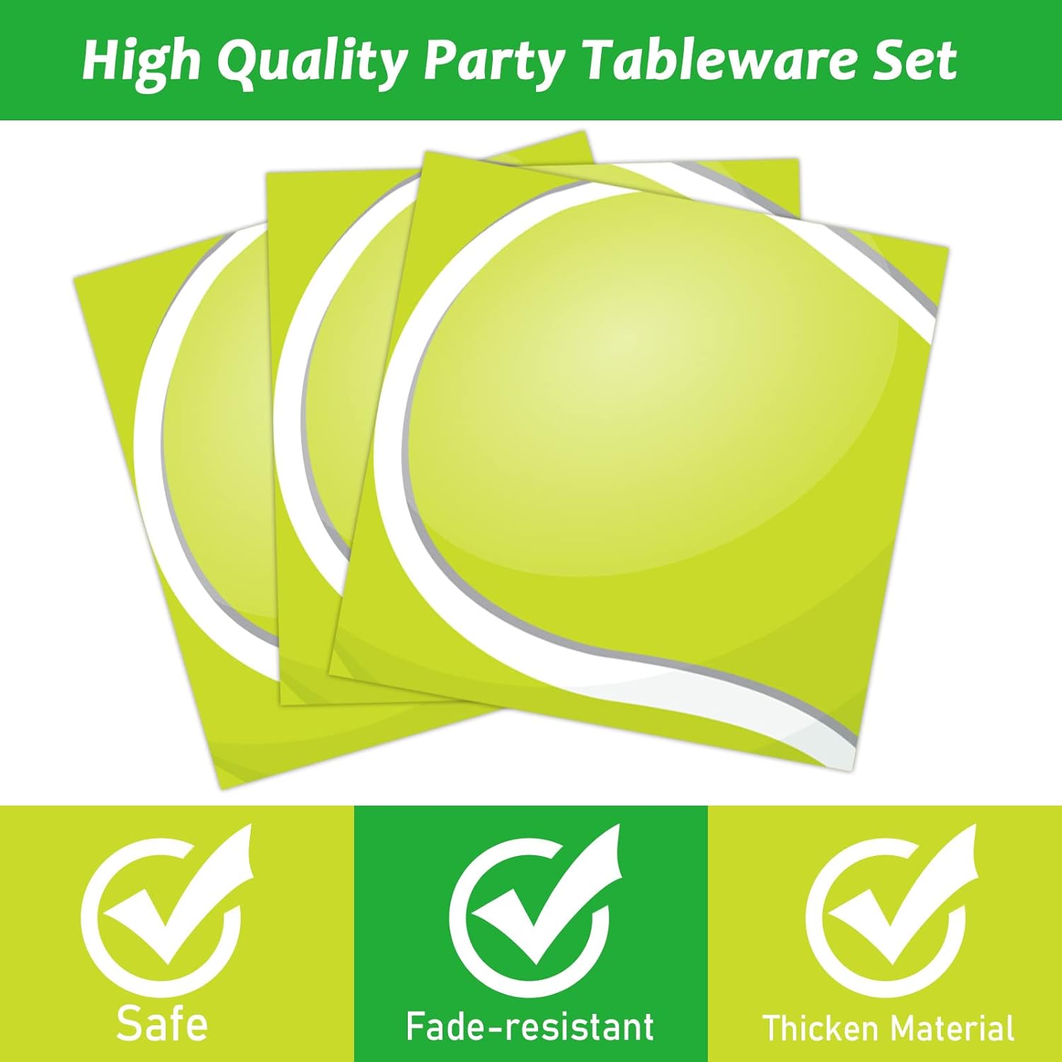 96 Pcs Tennis Party Plates Napkins Tableware Set Tennis ball Supplies Disposable Dinnerware Sports Birthday Decoration Favors for Baby Shower Brithday Party, 24 Guests