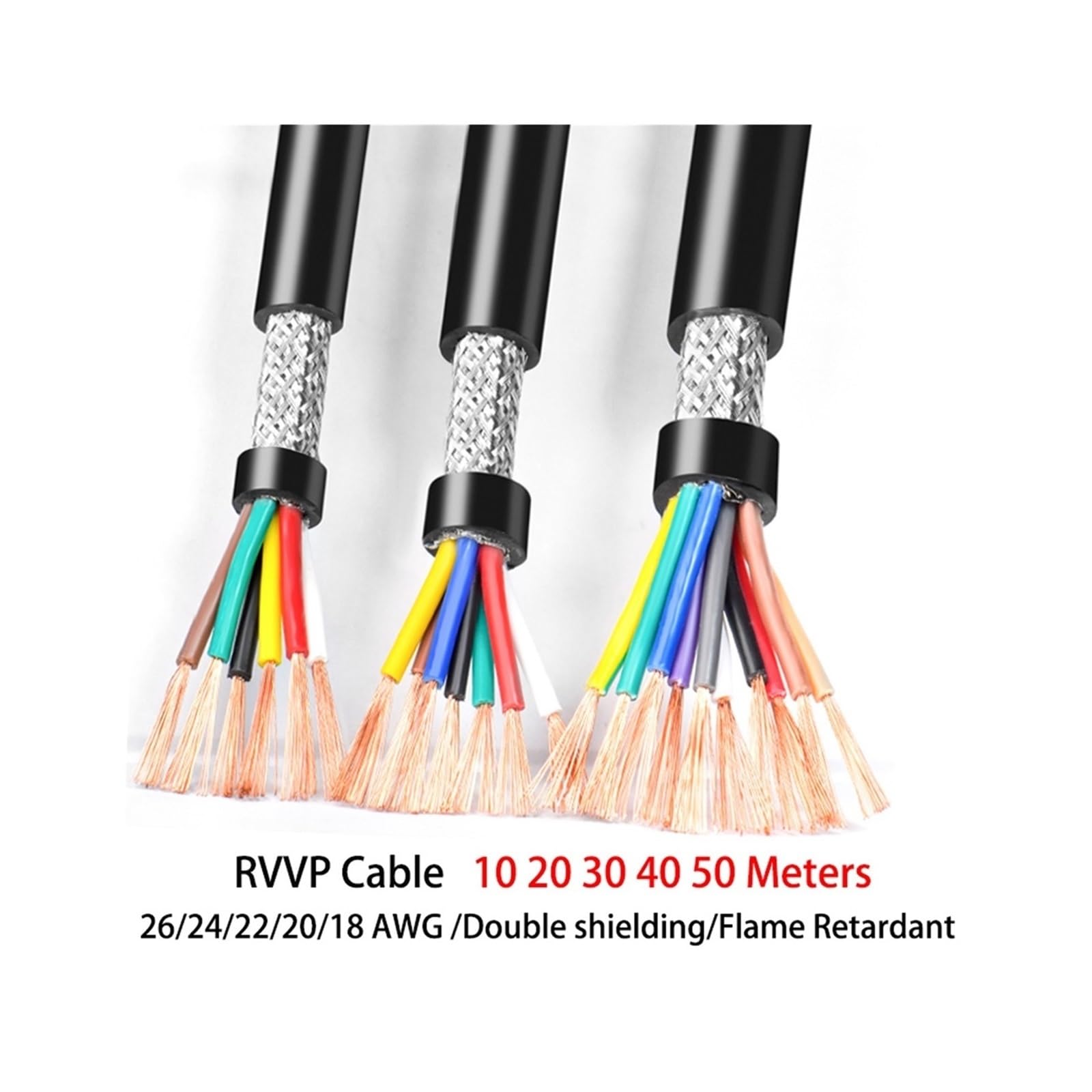 Ekranowany kabel sygnału sterującego RVVP 30-40M, 2-8-rdzeniowy drut miedziany z PVC