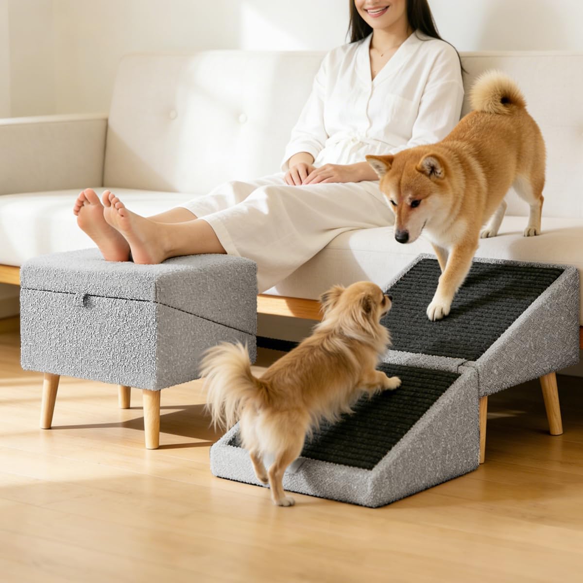 Photo 1 of ***SEE NOTES***Lumizone Dog Ramp 13" H Grey 2-in-1 Steps for Small Dogs Pet Stairs