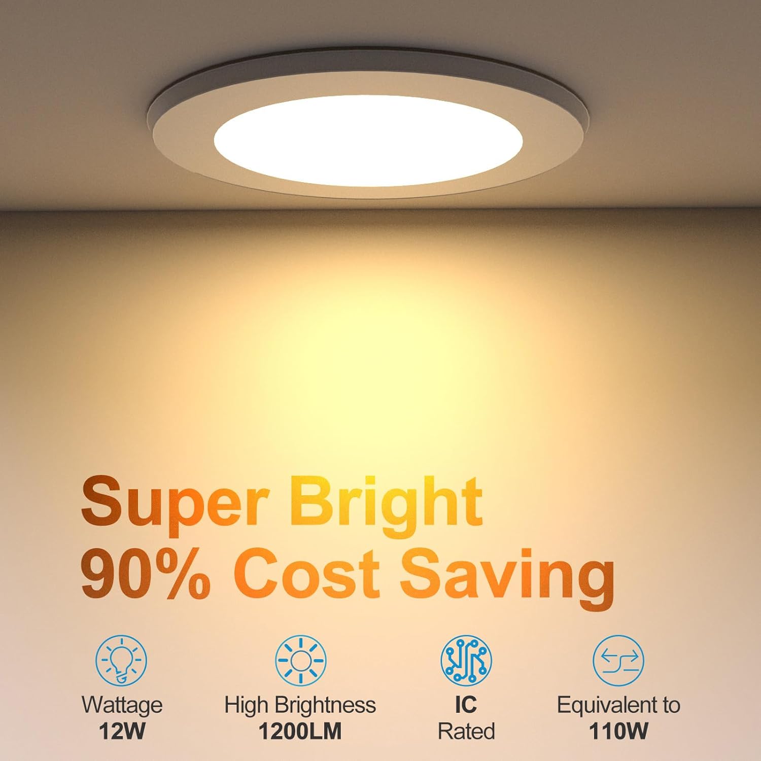 Lightdot 24 Pack 6 Inch LED Recessed Lighting with Junction Box, 5CCT, Ultra-Thin Recessed Light,12W 1200lm, Dimmable Canless Wafer Ceiling Light, IC Rated White LED Downlight
