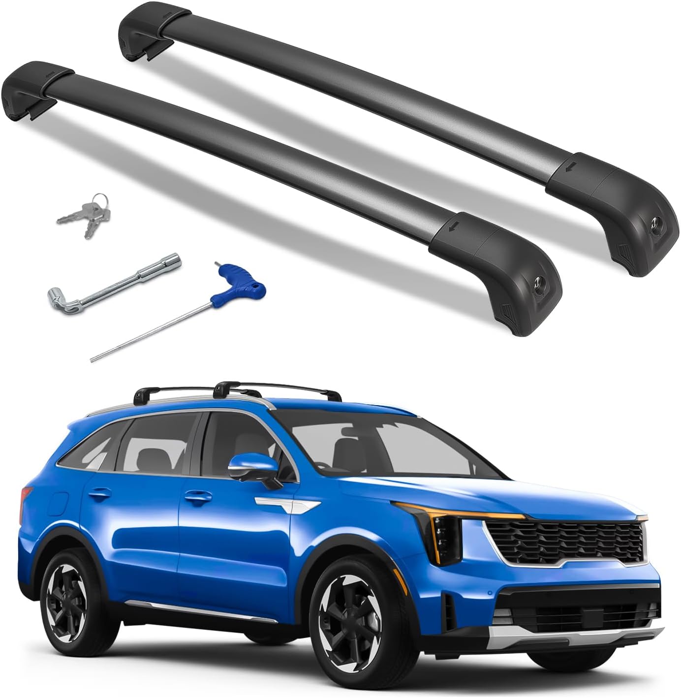 300lbs Roof Rack Cross Bars Compatible with Kia Sorento and Sorento Hybrid 2021-2026 with Flush Rails, Heavy Duty Lockable Aluminum Roof Rails Crossbars Cargo Bars Rooftop Carrier Luggage